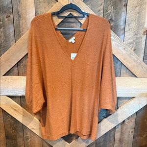J. Jill Warm Orange V-Neck Top